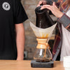 Brewing coffee with a Chemex brewer